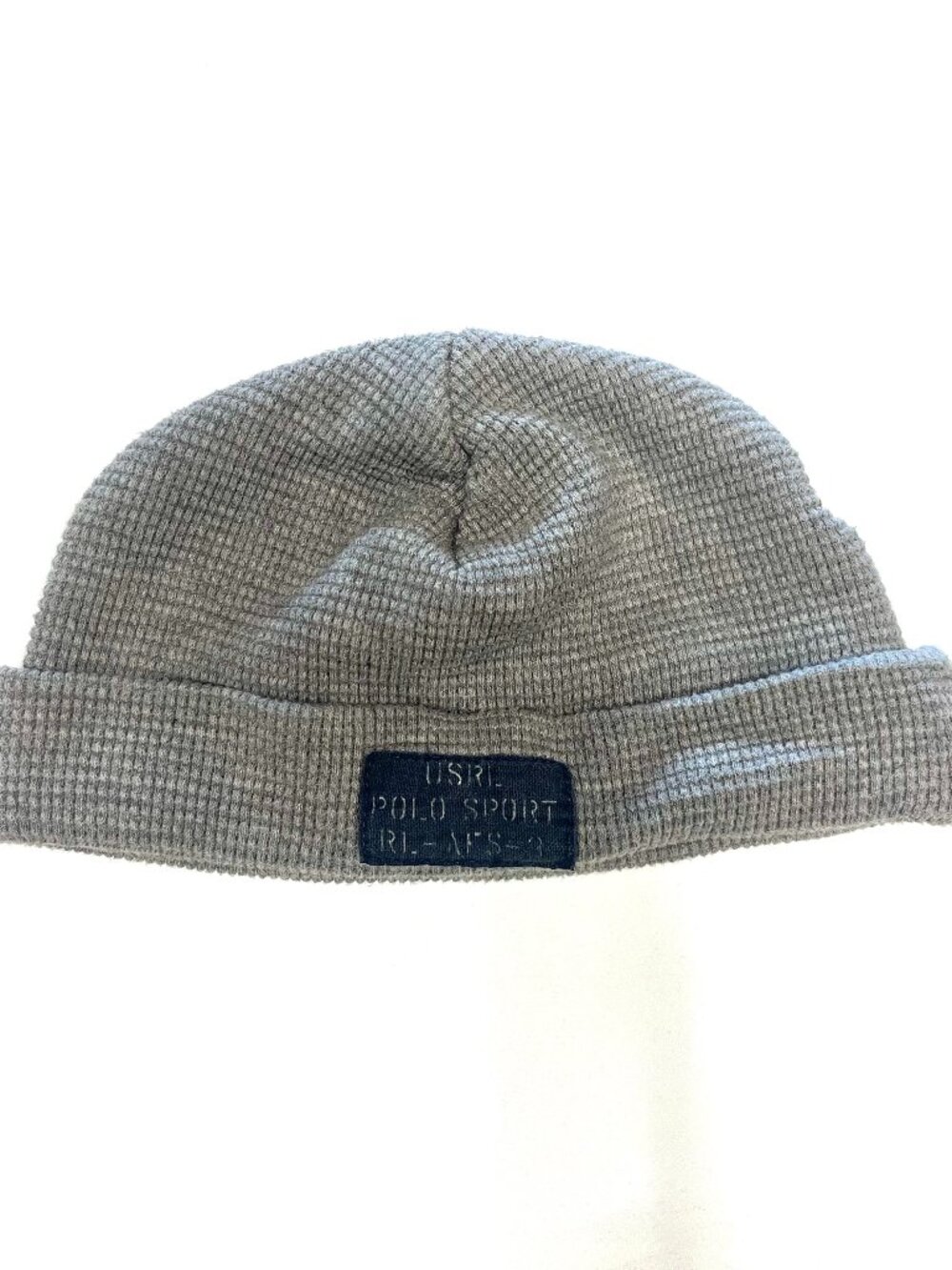 Vintage Ralph Lauren POLO SPORT Gray Waffle Knit Beanie Hat Size 1 100% Cotton